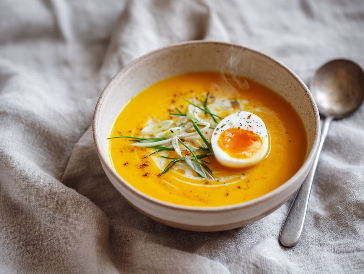 Pumpkin Soup with Carrot and Egg