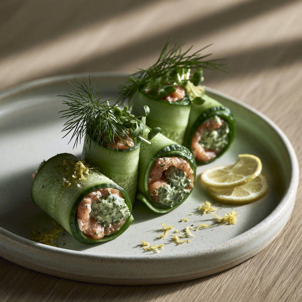Cucumber Rolls with Smoked Salmon & Herb Cream Cheese